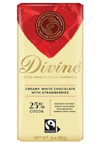 Vista 3 de Divine Barras de chocolate, chocolate con leche con caramelo y sal marina, hechas con cacao de comercio justo, ingredientes naturales, sin sabores