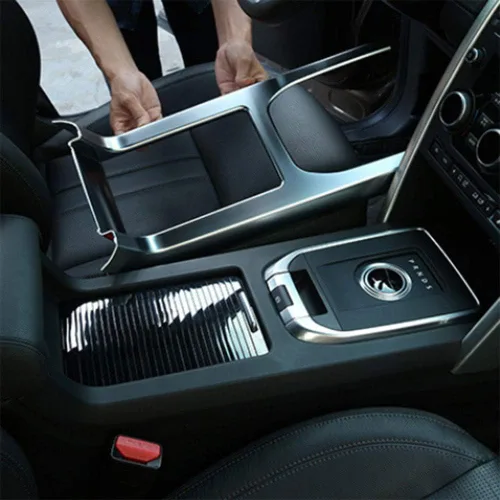 Vista 3 de YIWANG Accesorios de cubierta de caja de cambios central para Land Rover Discovery Sport 2015 2016 2017 2018 2019 ABS cromado