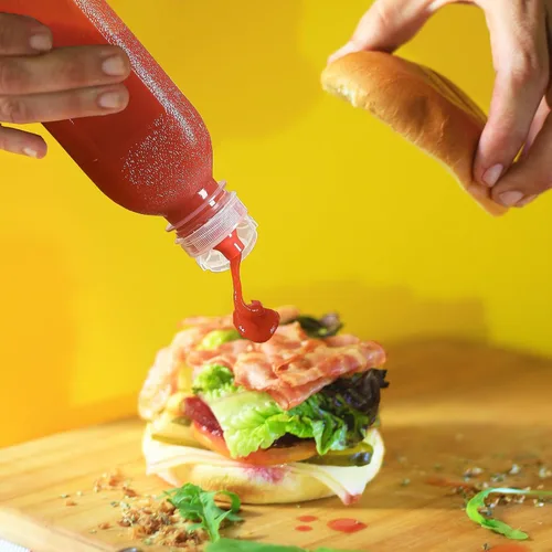 Vista 5 de WAYDA Botellas exprimibles para condimentos, paquete de 6 botellas exprimibles para salsas, recipiente de aderezo de ensalada de ketchup, botellas
