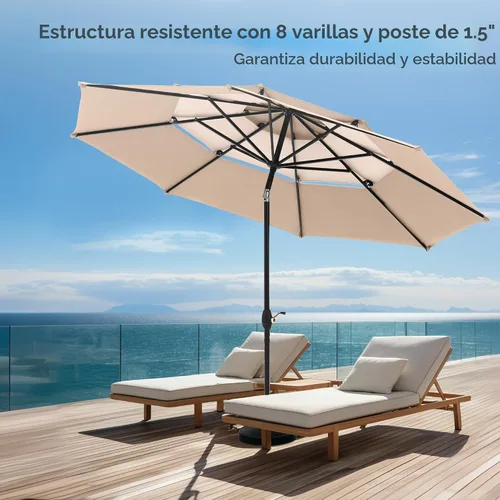 Vista 9 de PHI VILLA Sombrilla de patio al aire libre de 10 pies, sombrilla de mesa de Beige y frappe