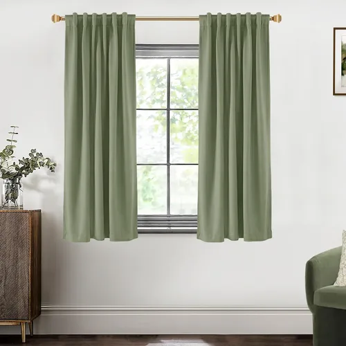 Vista 48 de SHINELAND Cortinas opacas cortas para ventanas de dormitorio, cortinas de baño, 45 pulgadas de largo