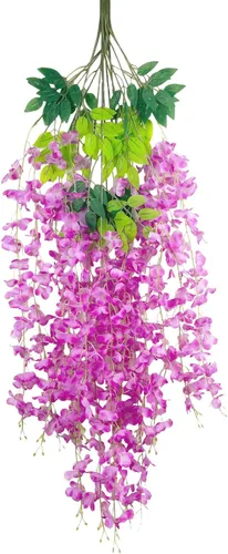 Vista 51 de Paquete de 5 guirnaldas de flores colgantes de glicina rosa, enredaderas de flores artificiales de 3.77 pies, glicinia falsa, guirnalda colgante