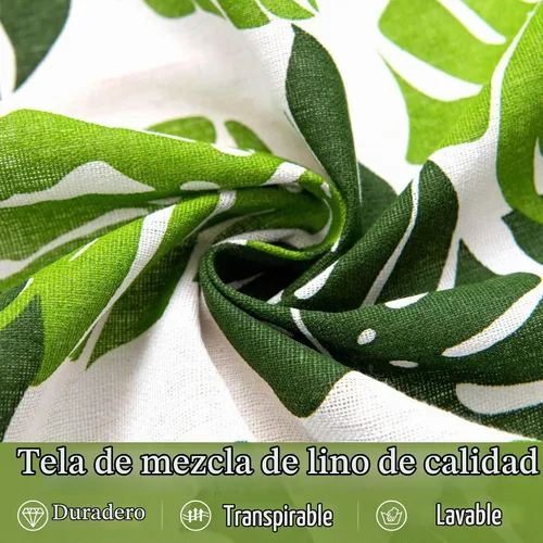 Vista 6 de BROSHAN Cortinas blancas y verdes para dormitorio, cortinas de ventana de hojas de plantas tropicales, 2 paneles de 78 pulgadas de largo, cortinas