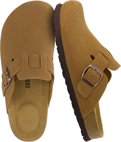 Vista 12 de CUSHIONAIRE - Zuecos Hana para mujer, cómodos zuecos de gamuza vegana, zapatos sin cordones con plantilla de corcho y soporte de arco, espuma