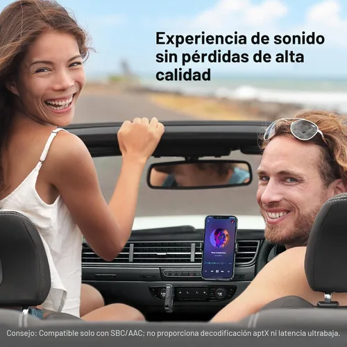 Vista 7 de UGREEN Adaptador Bluetooth 5.4 para automóvil, llamadas manos libres y cancelación de ruido, adaptador AUX a Bluetooth para automóvil, receptor