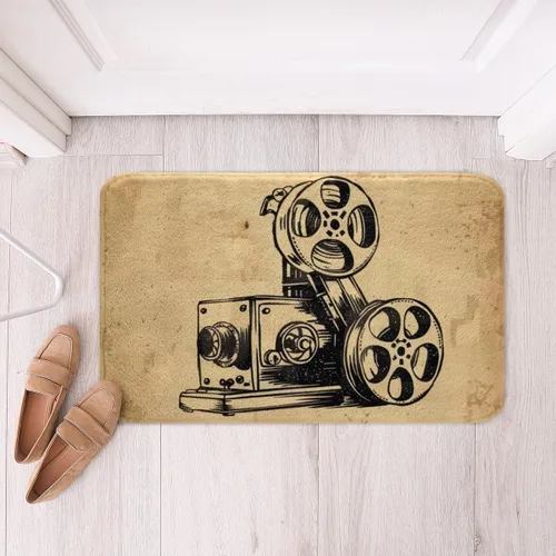 Vista 34 de Homewish Theater Cinema Poster Bathroom Rugs,Retro Movie Non Slip Bath Mat Popcorn Bathroom Indoor Floor Mats,Movie Night Shaggy Absorbent Bathtub