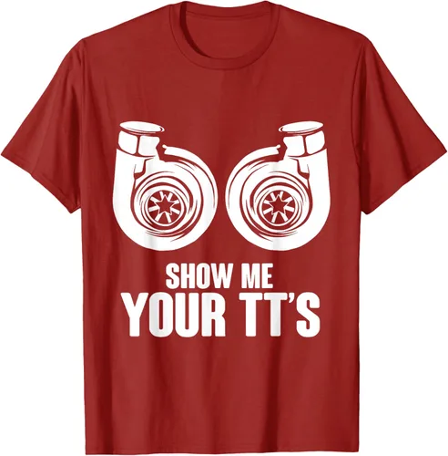 Vista 42 de Funny Show Me Your TT's Twin Turbo Car Racing Camiseta, Negro, S