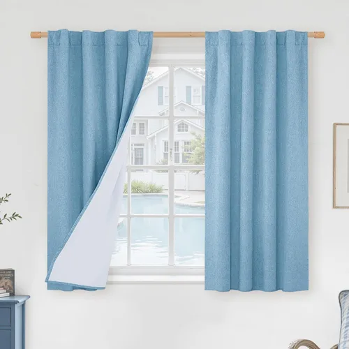 Vista 53 de LAMIT Cortinas opacas cortas de lino de 30 pulgadas para ventanas de cocina sobre el fregadero, cortinas de café texturizadas de lino marfil