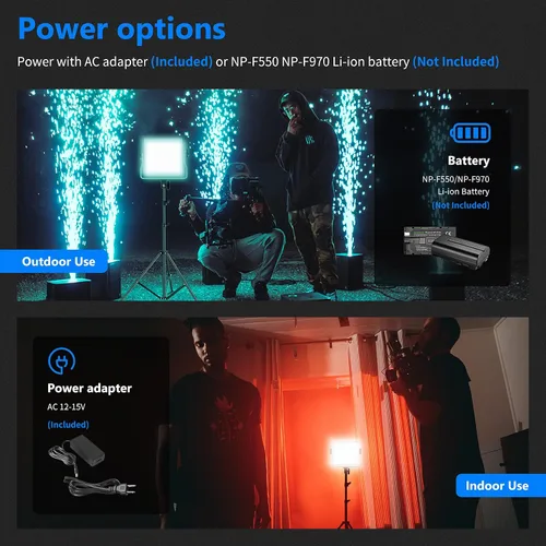 Vista 7 de NEEWER 2 paquetes de 480 luces LED RGB con control de aplicación, kit de iluminación de video fotográfico con soportes y bolsa, 480 LED SMD