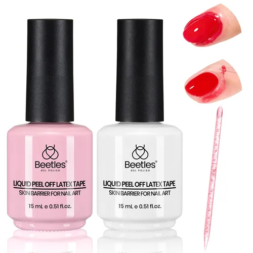 Vista 9 de Beetles - Látex líquido sin olor para uñas, 0.5 onzas líquidas, barrera de esmalte de uñas de látex blanco, protector de cutículas para gel