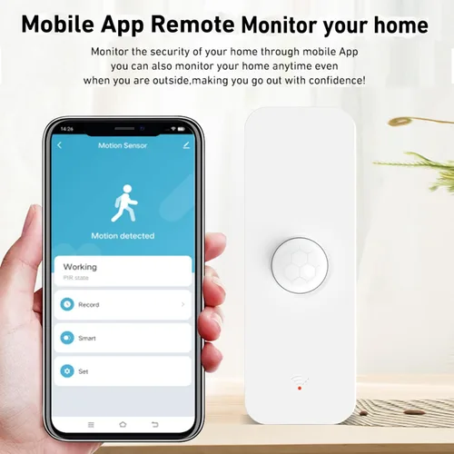 Vista 2 de Sensor de movimiento PIR inteligente: detector de movimiento WiFi con alertas de notificación de aplicaciones, sensor de contacto inalámbrico