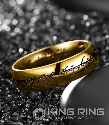 Vista 3 de King Ring Anillo de El Señor de los Anillos de 0.236 in - Grabado Un Anillo Para Gobernarlos Todos para Hombres y Mujeres - Anillo Lotr de Acero