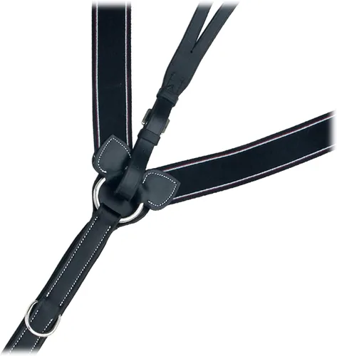 Vista 2 de Exion Horse - Peto elástico con accesorio para correr, acolchado suave, pechera de cuero inglés ajustable para caballos, elástico marrón con líneas