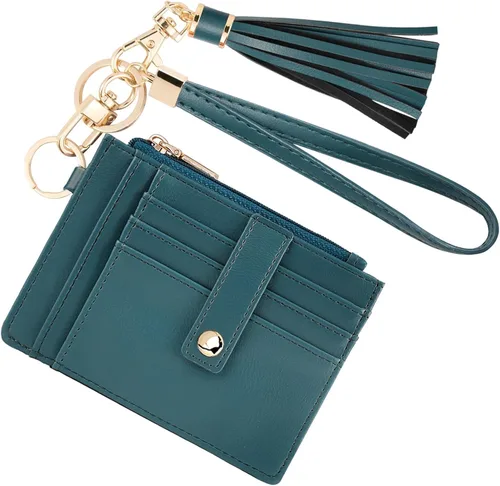 Vista 30 de KNGITRYI Billeteras pequeñas de pulsera para mujer RFID para tarjetas de crédito, cartera con llavero, cartera para tarjetas de crédito