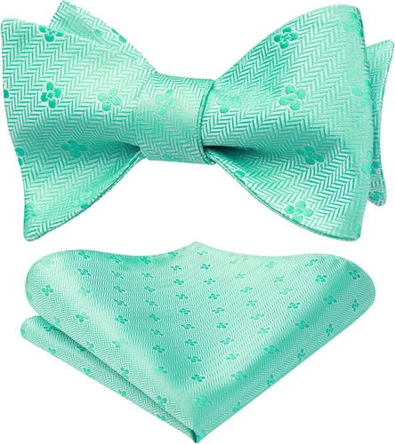 Vista 83 de HISDERN Pajaritas para hombre, diseño de lunares, corbatín y bolsillo cuadrado, clásico, esmoquin de negocios, boda, pajaritas, pañuelo