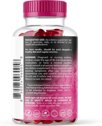 Vista 3 de Gomitas de glicinato de magnesio, 1000 mg - Suplemento de magnesio para apoyar la relajación, la salud del corazón - Gomitas de magnesio calmadas