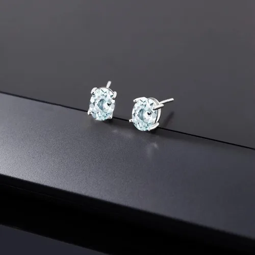 Vista 196 de Gem Stone King Aretes de oro de 14 quilates con piedra natal ovalada de 0.315 x 0.236 in Aretes de oro para mujer