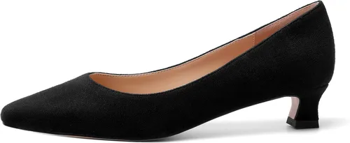 Vista 2 de AMBELIGHT Zapatos de vestir de oficina con punta cuadrada para mujer, zapatos de vestir casuales de gamuza con tacón bajo, zapatos de tacón bajo