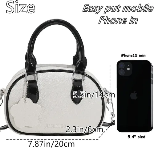 Vista 2 de Regalo para niñas y mujeres, bolso vintage pequeño, bolso cruzado de piel sintética, bolso de hombro casual portátil