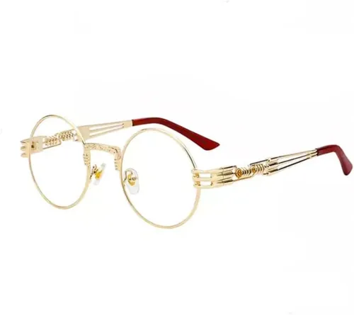 Vista 7 de Street Knitted Retro 90's Old School Round Vintage Trendy Steampunk Circle Gold Frame Hip Hop Polarizado Lente Transparente Gótica Hippie Sombras