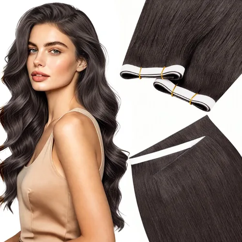Vista 75 de LaaVoo - Extensiones de cabello humano con cinta adhesiva, color marrón a rubio ceniza, extensiones de cabello humano real, cintas en extensiones