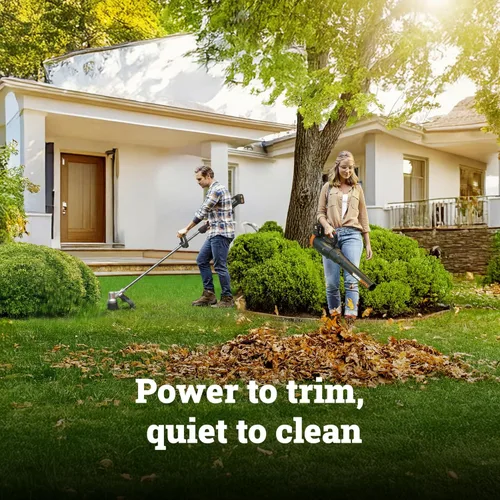 Vista 2 de WORX WP925 - Combo de recortadora de hilo y soplador de hojas, 15 pulgadas y 40 V con eje de fibra de carbono, soplador eléctrico silencioso de 530