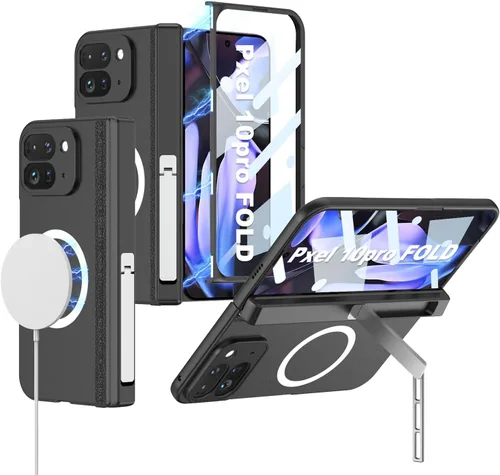 Vista 8 de Funda de teléfono para Google Pixel 9 Pro Fold compatible con cargador inalámbrico MagSafe con protector de pantalla, protección de bisagra, soporte