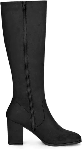 Vista 6 de Allegra K Botas altas hasta la rodilla con cremallera lateral y tacón grueso para mujer