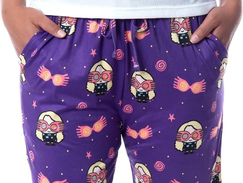 Vista 3 de Harry Potter Womens' Luna Lovegood Glasses Chibi Allover Print Pajama Pants