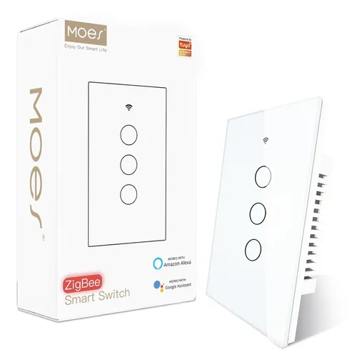 Vista 8 de MOES Zigbee - Interruptor inteligente de 1 banda, requiere MOES Zigbee Hub y cable neutro, interruptor de luz inteligente de un solo polo, funciona