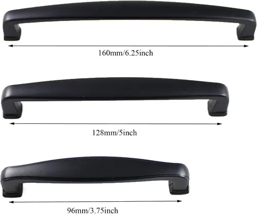 Vista 4 de Formosa Design Hardware - Paquete de manijas y perillas negras para gabinetes de estilo variado (5 orificios centrales de 6.25 pulgadas/6.299 in)