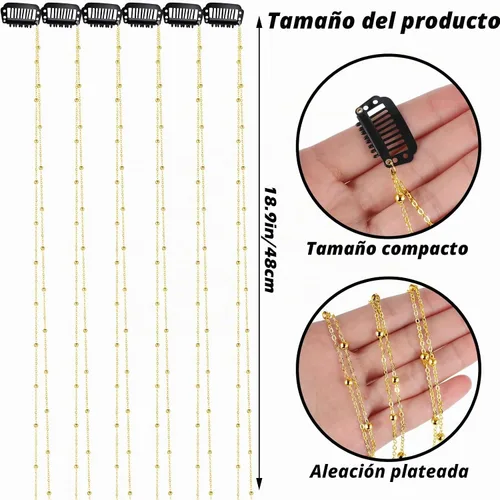 Vista 3 de Chunyin 6 Piezas Cadenas de Cabello con Diamantes de Imitación para Mujer Encanto de Perla Accesorios de Joyería para el Cabello con Diamantes