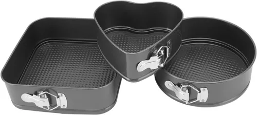 Vista 6 de Juego de 3 utensilios para hornear pasteles, juego de moldes antiadherentes con forma de corazón, molde redondo con forma de corazón, fácil