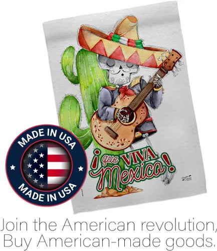 Vista 5 de Que Viva - Bandera de casa de México, fiesta de verano del Cinco de Mayo, cactus y piñata, sombrero para fiesta mexicana al aire libre, pancarta