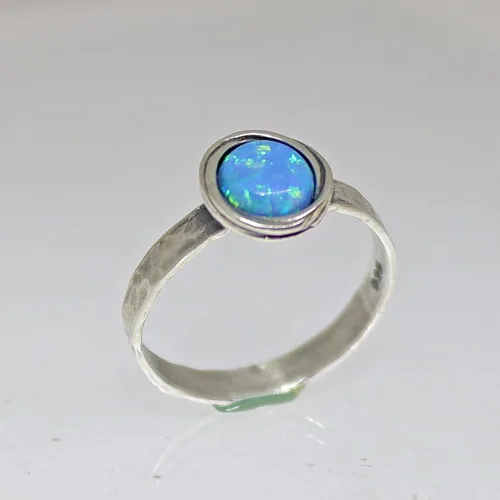 Vista 36 de Anillo de plata de ley con piedras preciosas para mujer, anillo apilable de piedra martillada, anillo de piedra natal