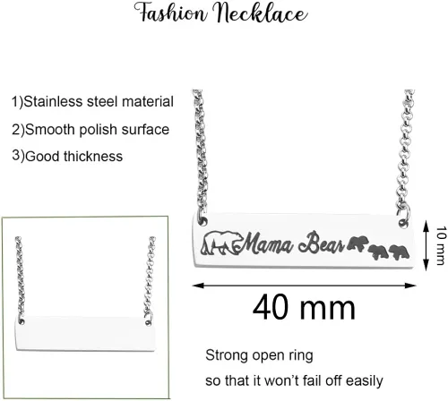 Vista 2 de Detailed Regalo para mamá oso collar de joyería de animales, collar de mamá oso y sus cachorros, Metal