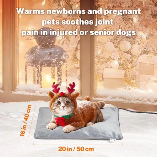 Vista 7 de Toozey Almohadilla térmica para mascotas de 20 x 16 pulgadas, cama térmica extremadamente impermeable para perros y gatos, control termostático