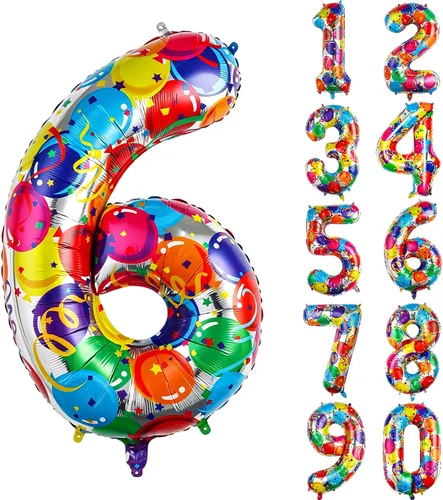 Vista 50 de Globos gigantes de helio de aluminio de 40 pulgadas, color negro, globos digitales grandes del número 0 para decoración de fiesta de cumpleaños