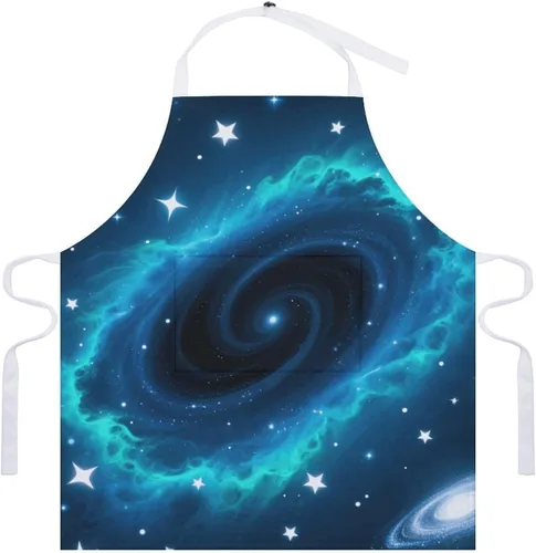 Vista 7 de MUSM Apron for Adults - 27.6 X 31.5 Inch, Heavy-Duty Polyester Aprons with Two Large Pockets, Waterproof Galaxy Kitchen Apron for Cooking, Grilling