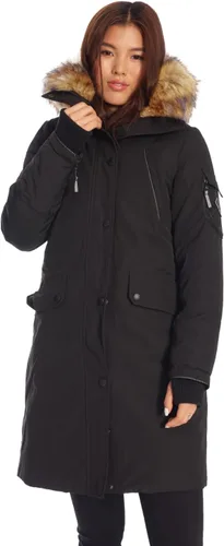 Vista 7 de ALPINE NORTH Laurentian - Chaqueta larga de plumón vegano para mujer con capucha de piel sintética
