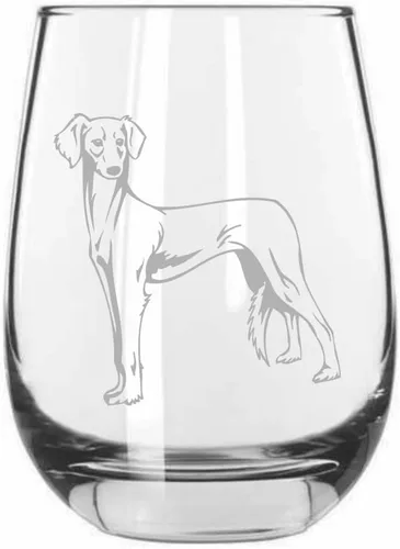 Vista 408 de Shar Pei (chino) - Vaso de vino sin tallo grabado para perro, 15.25 onzas