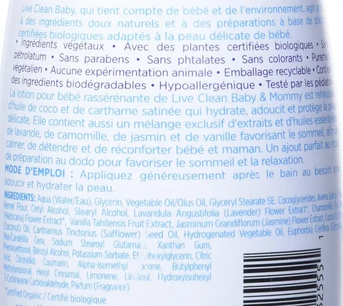 Vista 3 de LIve Clean Baby & Mommy Serenity - Loción para bebé, 25.4 fl oz, 25 onzas líquidas {Importada de Canadá}