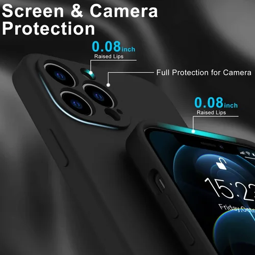 Vista 5 de DEENAKIN Funda compatible con iPhone 12 Pro con protector de pantalla, silicona sedosa, funda mejorada para cámara, probada en caídas de 16 pies