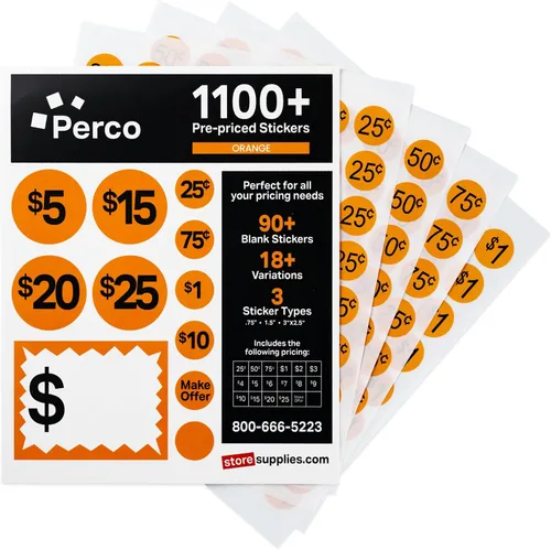 Vista 5 de Perco Calcomanías de precio de venta de garaje – Más de 1000 calcomanías de precio previo y más de 75 calcomanías en blanco – Etiquetas de precio