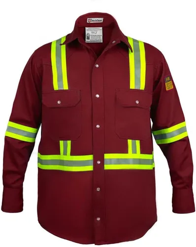 Vista 14 de Camisa Hi Vis de alta visibilidad FR resistente al fuego - 88% C/12% N - 7oz Azul marino