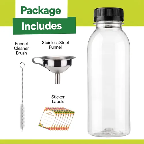 Vista 3 de EconoHome Paquete de 100 botellas redondas de jugo de 16 onzas, sin BPA