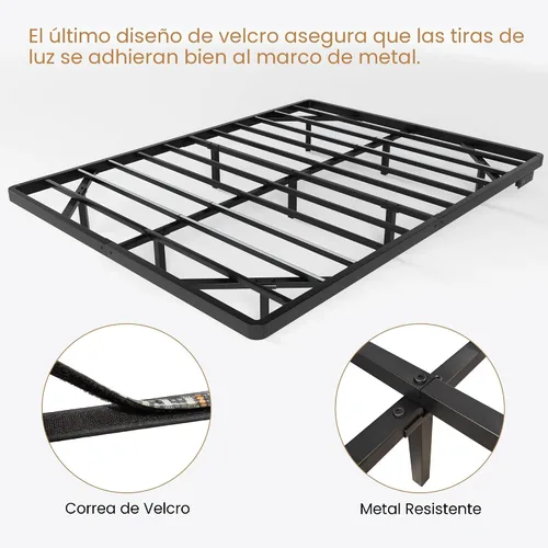 Vista 7 de SHA CERLIN Marco de cama flotante tamaño twin con luces LED inteligentes y estación de carga, cama de plataforma de metal resistente con diseño