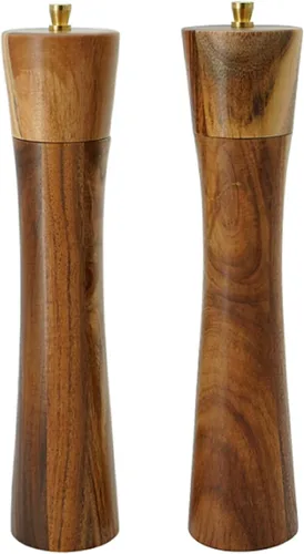 Vista 8 de Molinillo de pimienta de madera, molinillo de pimienta con grosor ajustable, madera de acacia recargable, salero y pimentero, molinillo manual de 10