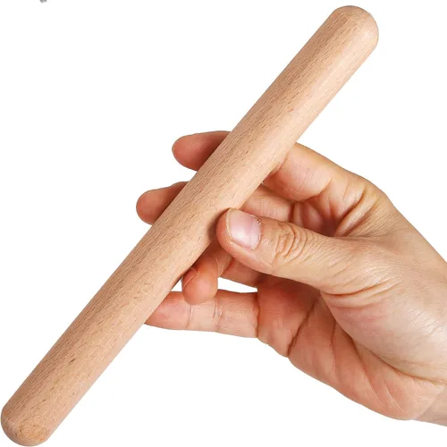 Vista 5 de 1 par de instrumentos de percusión musical de clavos de madera clásica de 8 pulgadas, palos de ritmo de madera natural (1 par FBA)