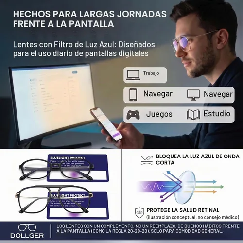 Vista 4 de Dollger Lentes de bloqueo de luz azul para mujer, estilo aviador de gran tamaño, lentes de computadora que protegen tu visión, elegantes
